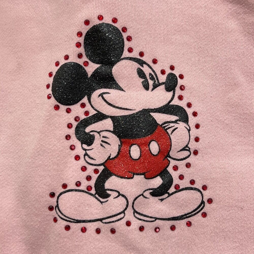 Disney Parks Girl's Small Full Zip Pink Mickey Mouse Sequin Fleece Hoodie - Picture 11 of 11